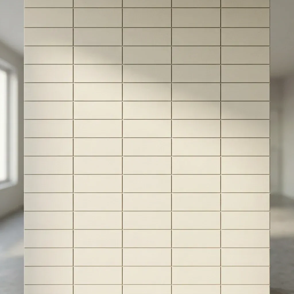 Vista conceptual de losetas del modelo 6.5x20 instaladas en un muro.
